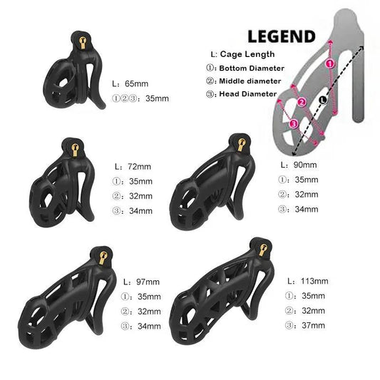 cobra chastity cage in different sizes