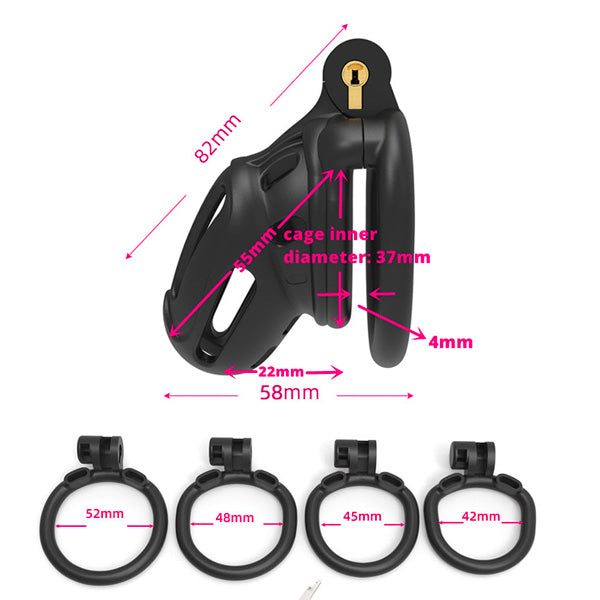 chastity cage d3 with all size view