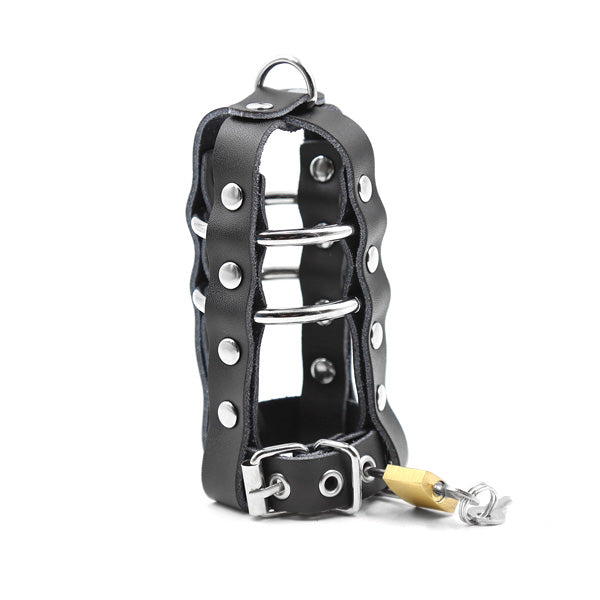 Leather Punisher Chastity Restraint stand up shot