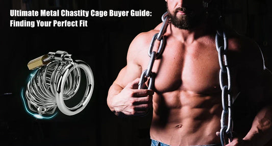 metal chastity cage with a naked chain man