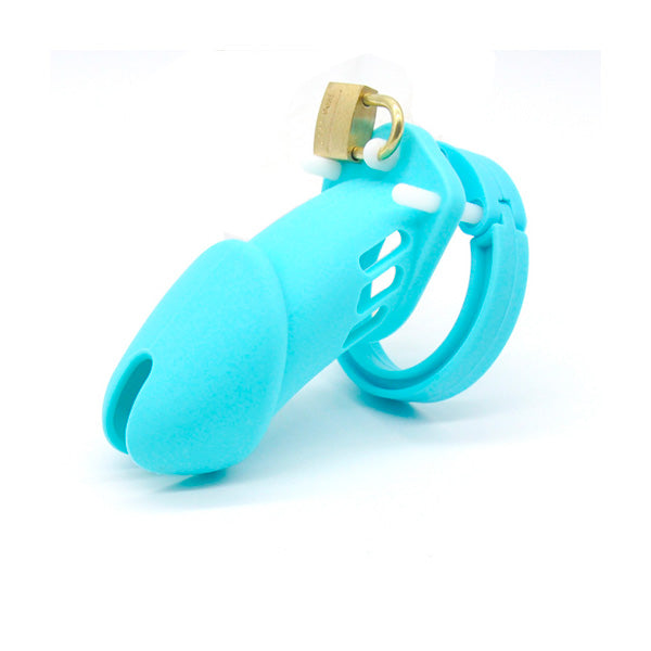 Baby blue color Silicone Chastity Device with lock