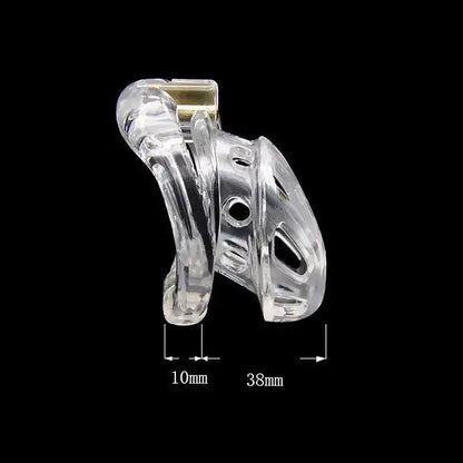transparent chastity cage a88 side view with measure detail
