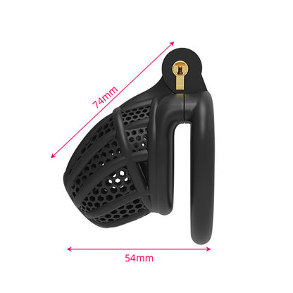 chastity cage d9 side view with measure details