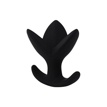 Black lotus-shaped anal plug on a white background