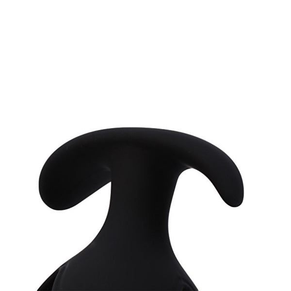 Black anal plug base close up view on a white background