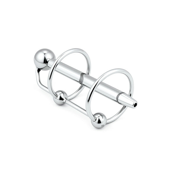 Double Ring Sperm Stopper with geometric design on a white background