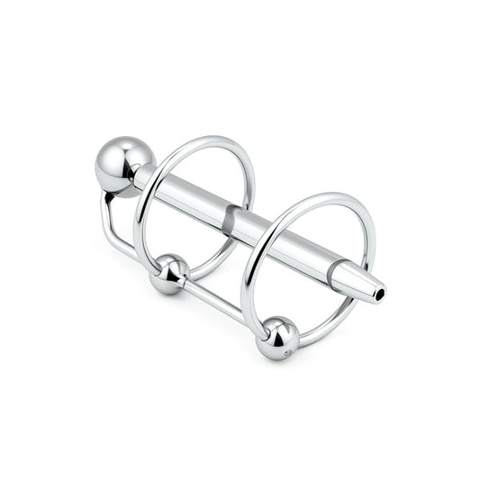 Double Ring Sperm Stopper with geometric design on a white background